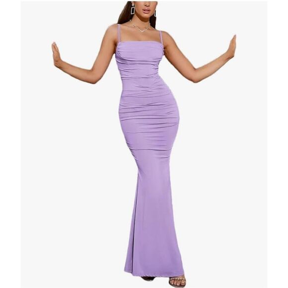 Purple Draped Corset Bodycon Maxi Mermaid Dress Size Small, Evening Glam - Picture 1 of 15